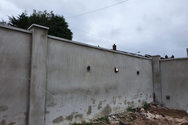 External lighting rendered wall