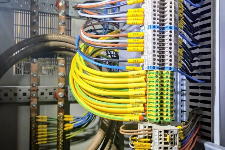 Control panel wiring and terminals