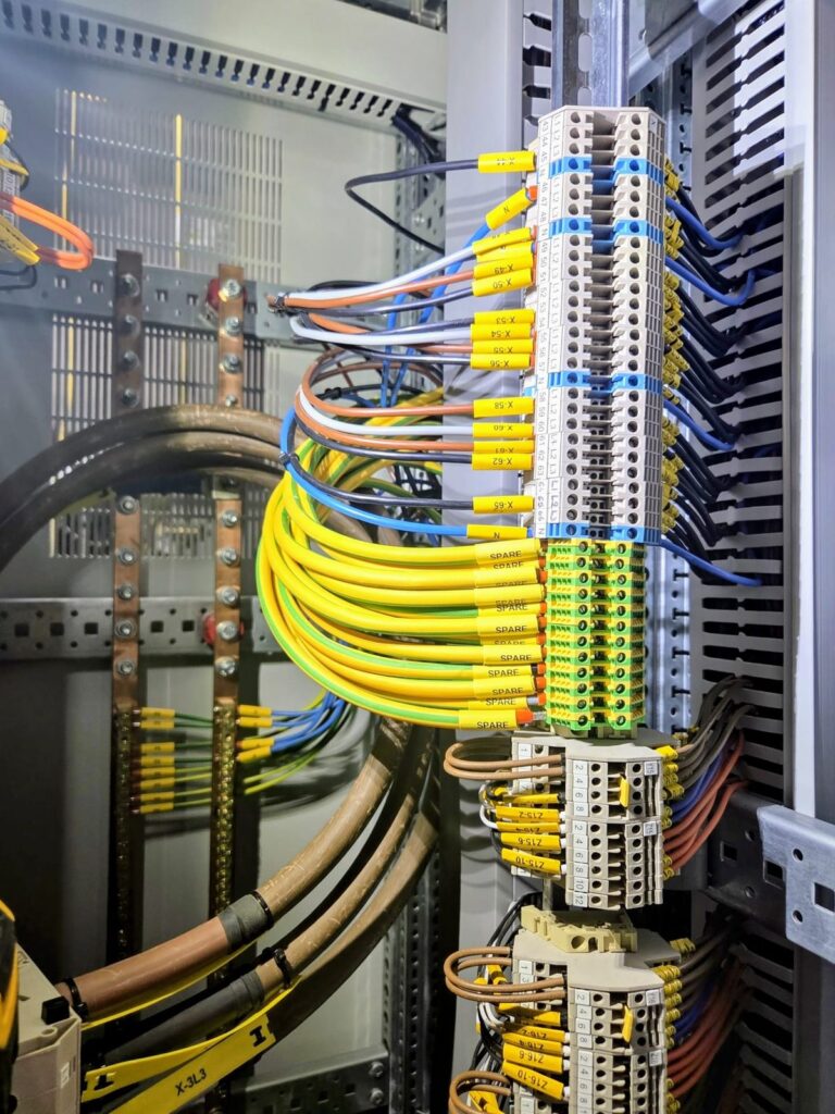 Control panel wiring and terminals